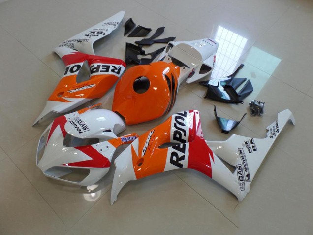 White and Orange Repsol 2006-2007 Honda CBR1000RR Motorcycle Fairings White and Orange Repsol 2006-2007 Honda CBR1000RR Motorcycle Fairings