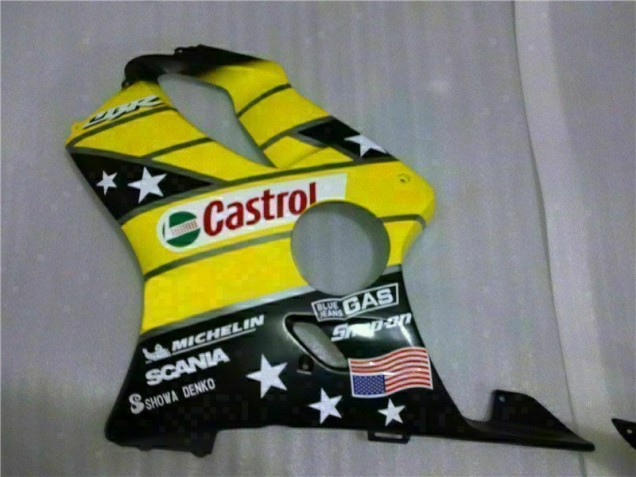 Yellow Black Castrol Cycle World 2001-2003 Honda CBR600 F4i Motorcycle Fairings Yellow Black Castrol Cycle World 2001-2003 Honda CBR600 F4i Motorcycle Fairings
