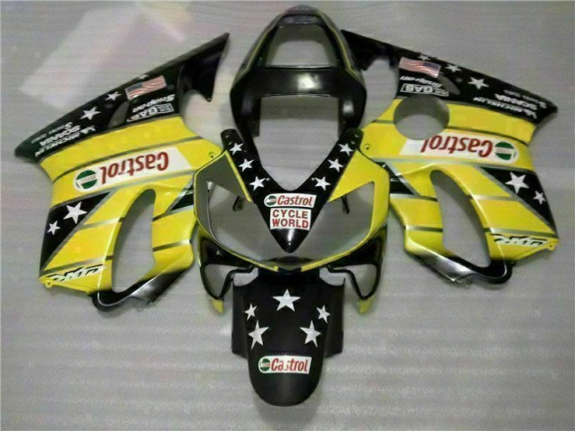 Yellow Black Castrol Cycle World 2001-2003 Honda CBR600 F4i Motorcycle Fairings Yellow Black Castrol Cycle World 2001-2003 Honda CBR600 F4i Motorcycle Fairings