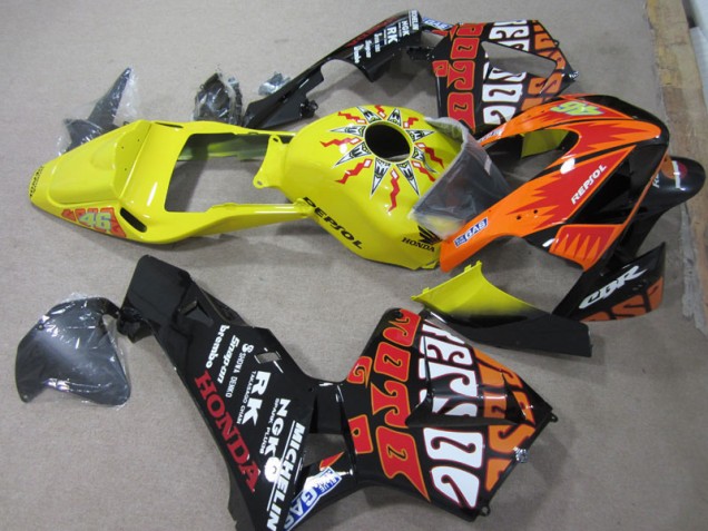 Yellow Black Repsol 46 2003-2004 Honda CBR600RR Motorcycle Fairings Yellow Black Repsol 46 2003-2004 Honda CBR600RR Motorcycle Fairings