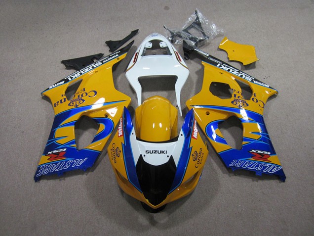 Yellow Blue Corona Extra 2003-2004 Suzuki GSXR 1000 Motorcycle Fairings Yellow Blue Corona Extra 2003-2004 Suzuki GSXR 1000 Motorcycle Fairings
