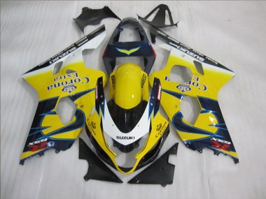 Yellow Blue Corona Extra 2004-2005 Suzuki GSXR 600 Motorcycle Fairings