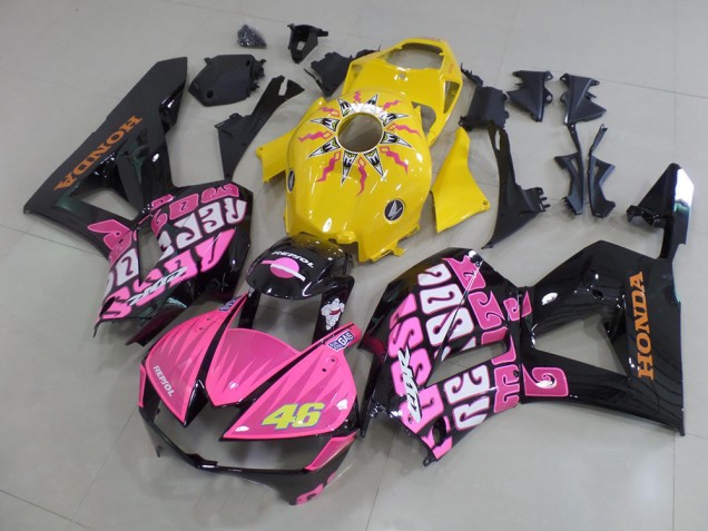 Yellow Pink Rossi 2013-2021 Honda CBR600RR Motorcycle Fairings Yellow Pink Rossi 2013-2021 Honda CBR600RR Motorcycle Fairings