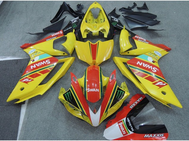 Yellow Red Swan 2007-2008 Yamaha YZF R1 Motorcycle Fairings Yellow Red Swan 2007-2008 Yamaha YZF R1 Motorcycle Fairings