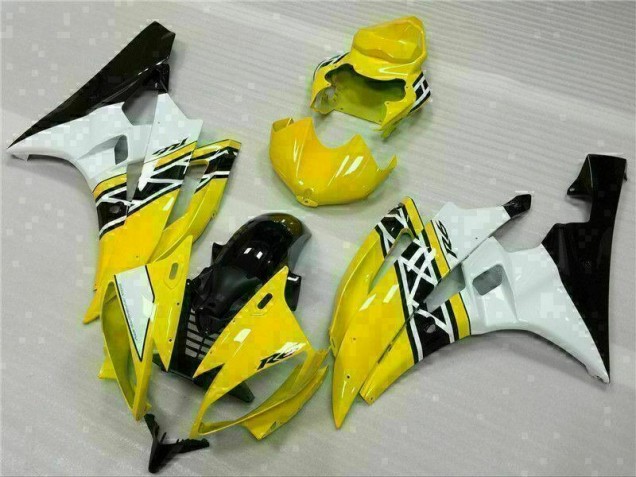 Yellow White Black 2006-2007 Yamaha YZF R6 Motorcycle Fairing Yellow White Black 2006-2007 Yamaha YZF R6 Motorcycle Fairing