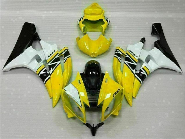 Yellow White Black 2006-2007 Yamaha YZF R6 Motorcycle Fairing Yellow White Black 2006-2007 Yamaha YZF R6 Motorcycle Fairing